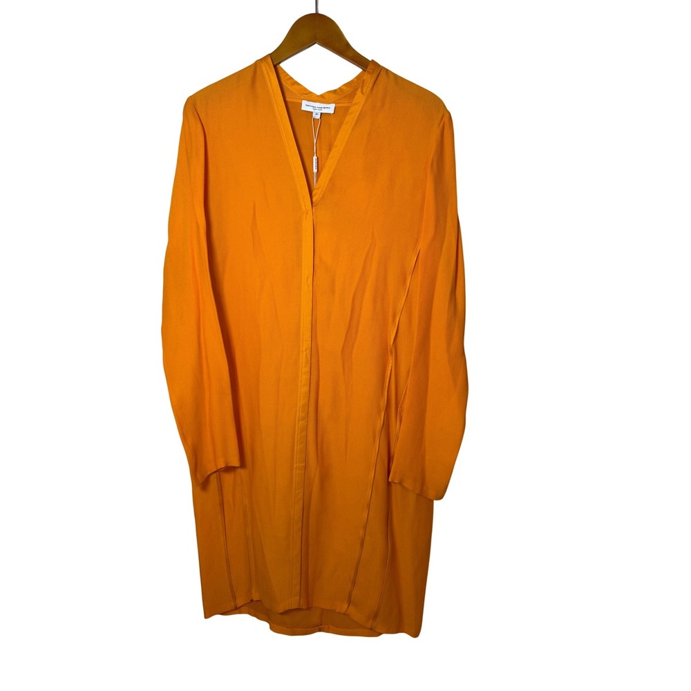 New Narciso Rodriguez Women Tunic Dress 40 Orange Silk Blend Minimalist Luxury